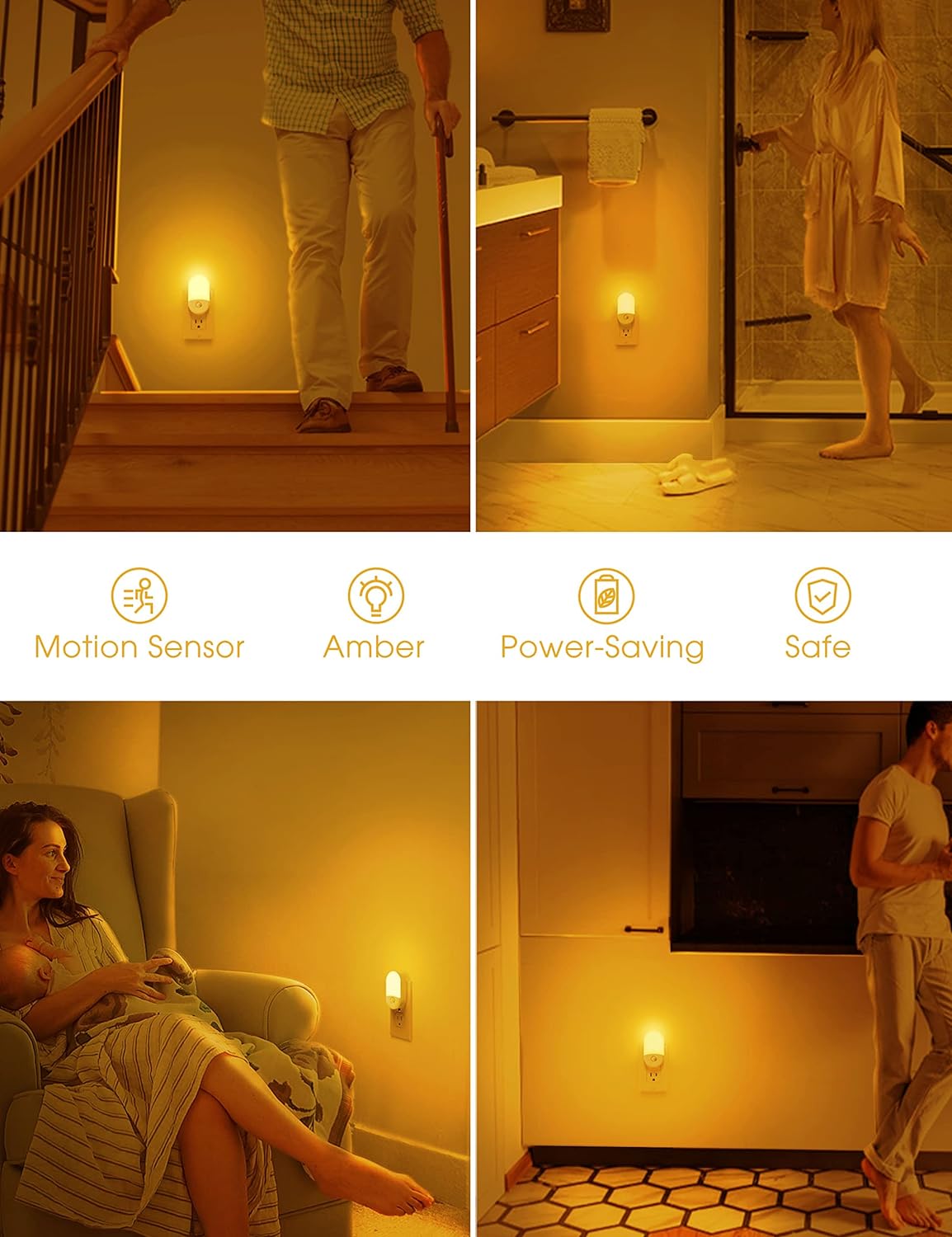 Motion Sensor Anti-Blue Night Light - Amber