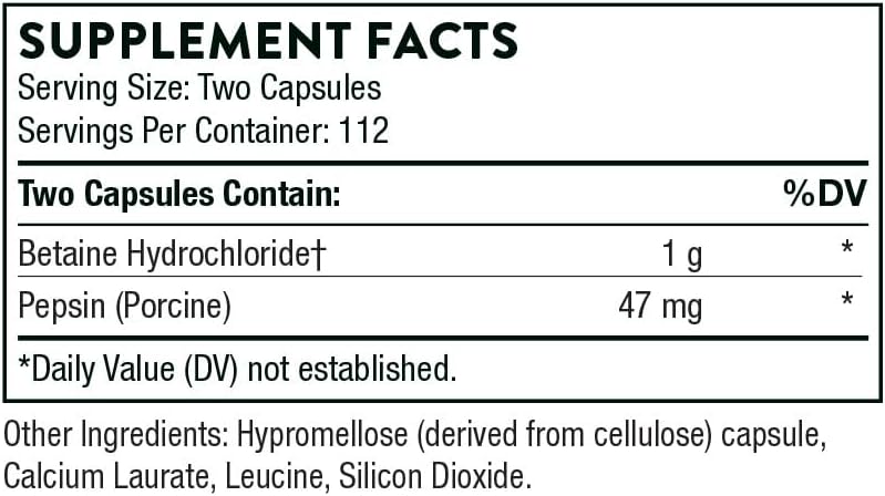 Betaine HCL & Pepsin - 225 Caps