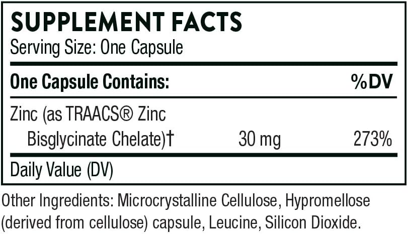 Zinc Bisglycinate 30 mg - 60 Caps