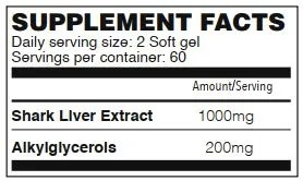 AKG-200 Shark Liver Oil Capsules - 120 Softgels