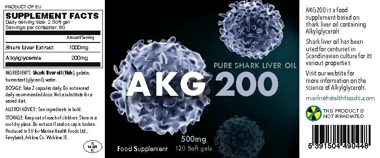 AKG-200 Shark Liver Oil Capsules - 120 Softgels