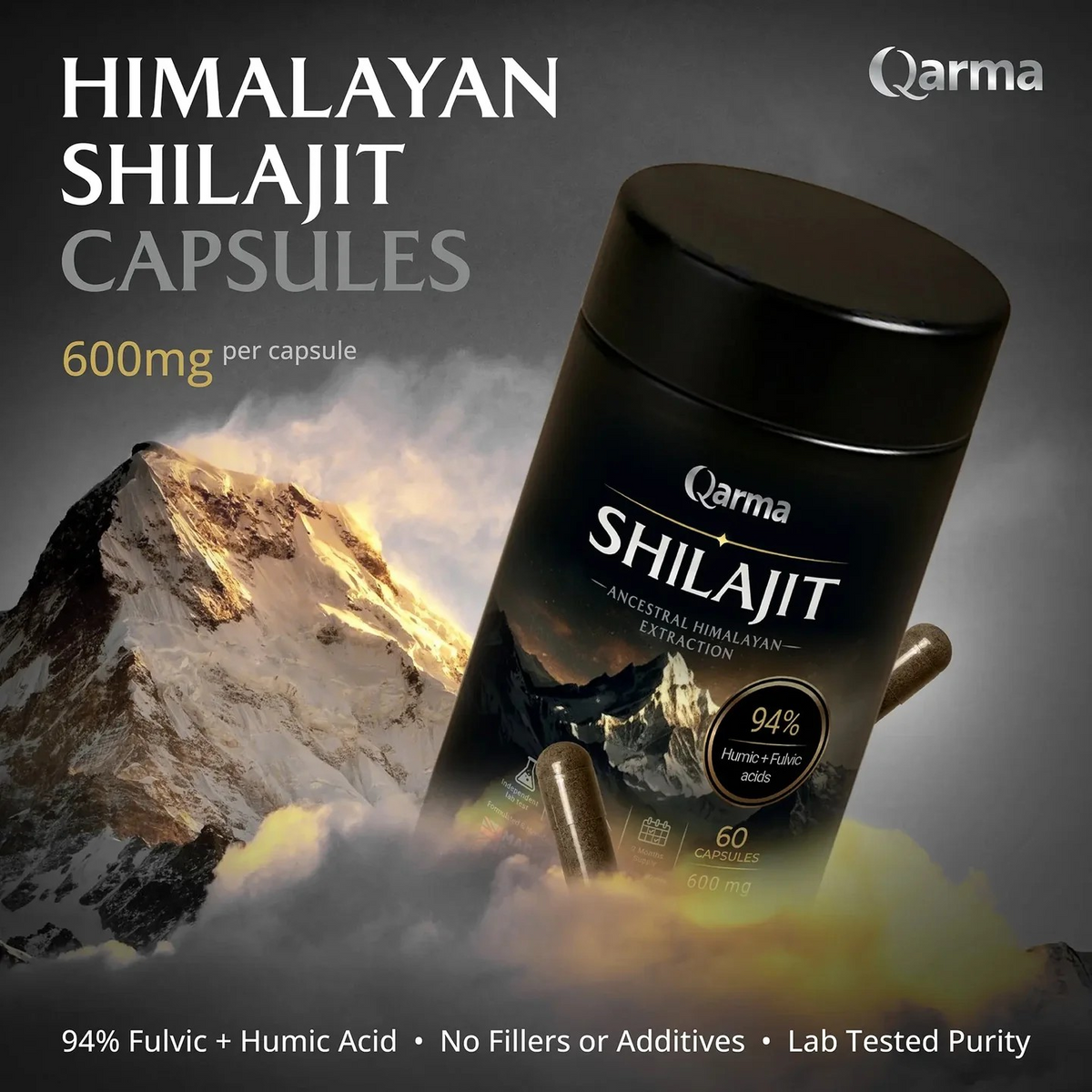 Qarma - Shilajit Capsules 600mg – 60 Caps