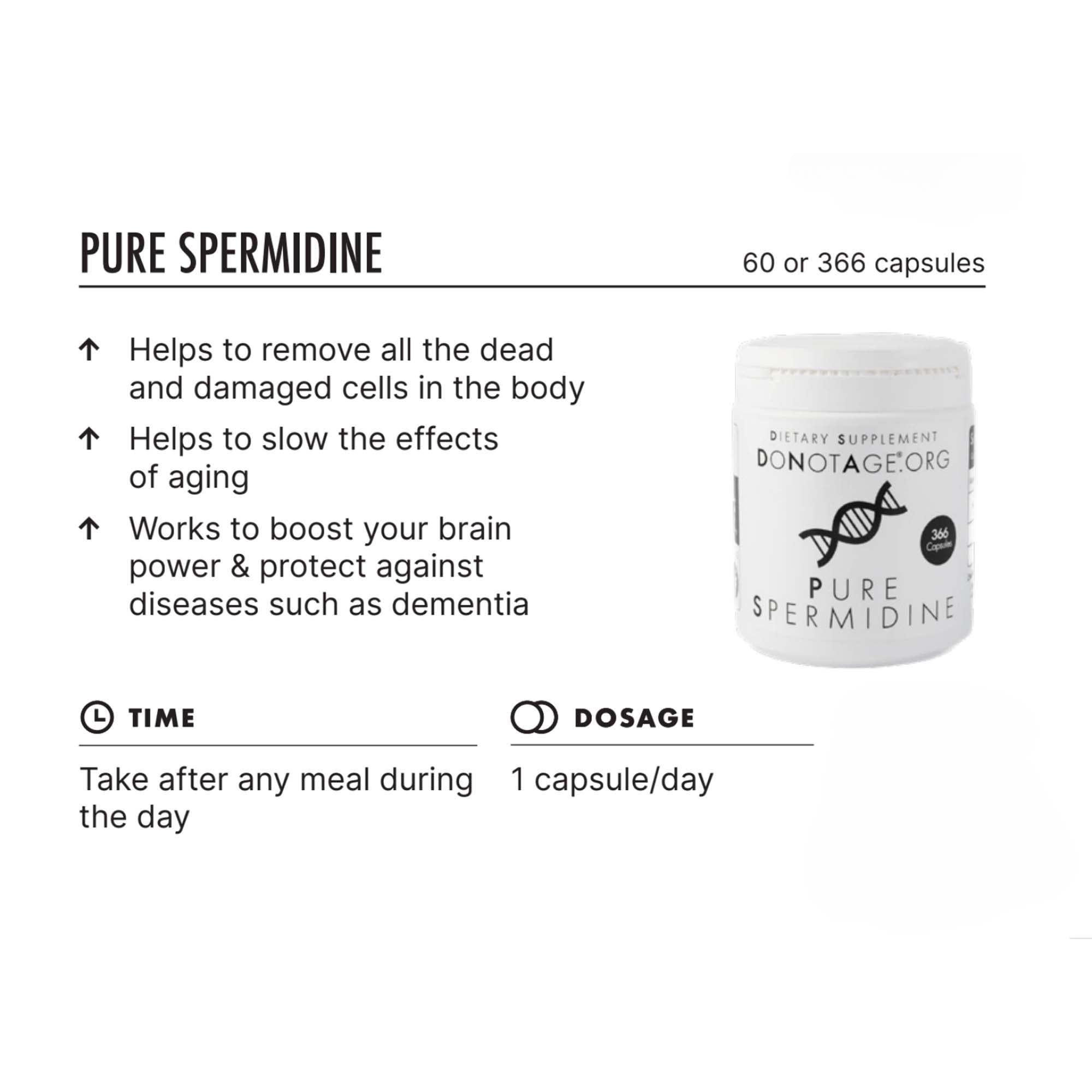 Pure Spermidine 8mg, 60 capsules